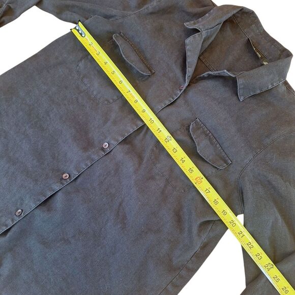 Style & Co 100% Linen Black Shirt Shacket Vintage Hong Kong Relaxed Fit size L - Picture 11 of 16